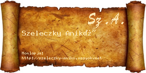 Szeleczky Anikó névjegykártya
